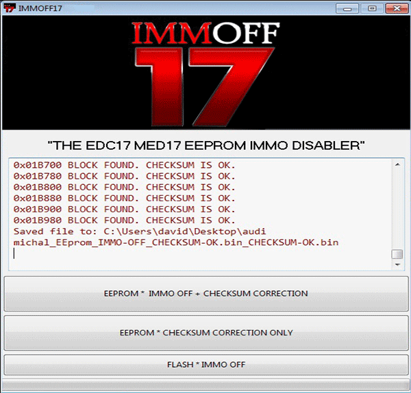 IMMO OFF Software EDC17 MED17 EEPROM FLASH